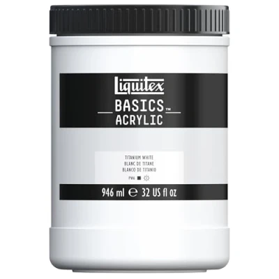 Image of Liquitex Basics 4332432 Acrylic Paint, Mono pigmented Artist Pigments, Lightfast, Medium Viscosity, Archive Quality, Silky Gloss Finish, 946 ml Pot, Titanium White