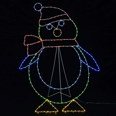 Image of Mr Crimbo Large Christmas Silhouette Light Multicolour Static Metal Frame Garden Outdoor Decoration Penguin