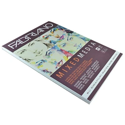 Image of Honsel Fabriano Mixed Media Artist Paper Pad, DIN A3, 40 Sheets 250 g/m², Suitable for Wet and Dry Painting Techniques, White
