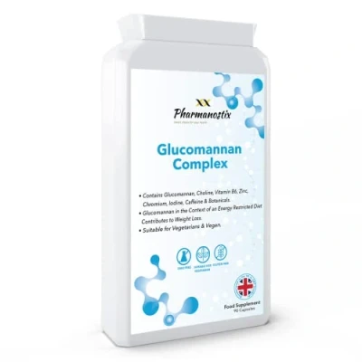 Image of Glucomannan Complex 3000mg Fibre Diet Supplement Capsules With Vitamin D, Chromium &amp; Choline, Choline Contributes To Normal Lipid Metabolism (EFSA), Konjac Vegetarian Formula