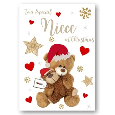 Image of Second Ave Niece Bear Heart Christmas Xmas Holiday Festive Greetings Card