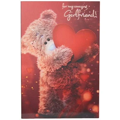 Image of Me to You A93MZ007 3D Lenticular Tatty Teddy Girlfriend Birthday Greetings Card, red