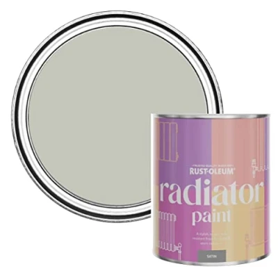 Image of Rust Oleum Grey Heat Resistant Radiator Paint in Satin Finish Tyne Fog 750ml