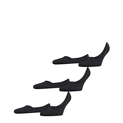 Image of FALKE Men&#039;s Invisible Step Medium Cut Multipack M In Cotton No Show Plain 3 Pairs Liner Socks, Black 3000, 8.5 9.5