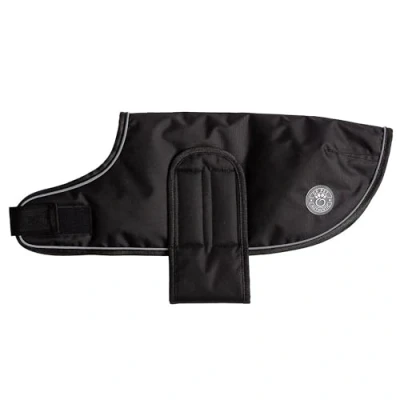 Image of GF Pet Dog Raincoat Blanket Jacket Warm Coat for Dogs, Waterproof Fleece Lined Velcro Fasten Black Small