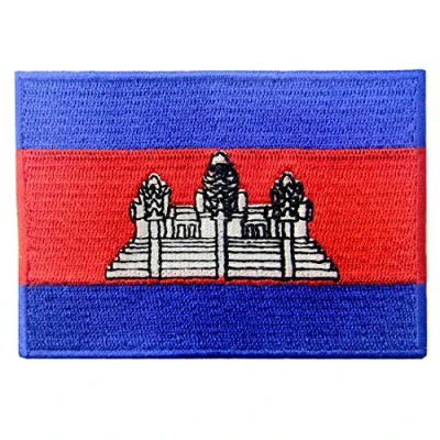 Image of Cambodia Flag Patch Embroidered Applique Cambodian Khmer National Iron On Sew Emblem