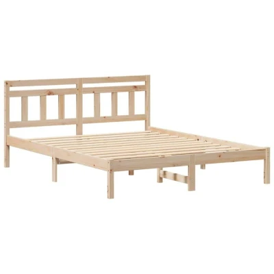 Image of With Headboard Brown 150 x 200 cm Solid pine wood Vidaxl