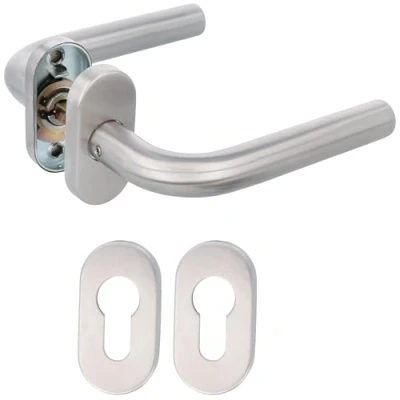 Image of Amig 9954 Handle Set, 4 Inches 2 Pack with Matte Finish and Keyholes Durable 18/8 Stainless Steel, Rust Resistant Easy Install, Includes Screws, Steel
