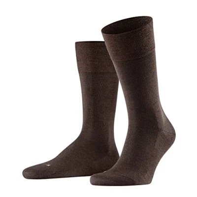 Image of FALKE Men&#039;s Sensitive Berlin M SO Wool Cotton With Soft Tops 1 Pair Socks, Brown (Brown Melange 5041) new eco friendly, 5.5 8