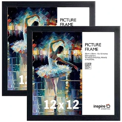Image of Inspire By Hampton OXFORD 12x12 (30x30cm) Black Picture Photo Frame Plexi (Non Glass) 2 Pack IBHOXF1212NGPK2