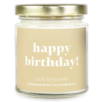 Image of Happy Birthday Candle Sweet Vanilla Scented Message Gift by Luxe England