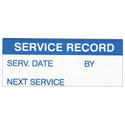 Image of Label, Service Record, Pk350, Label Colour Blue on White, Height 16mm, Legend Record (Serv Date, by, Next Serv Due), Material Metallised Polyester, Type Self Adhesive,
