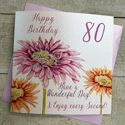 Image of White COTTON CARDS WB187 Present Happy Birthday Handmade Card, NEW, 16cm x