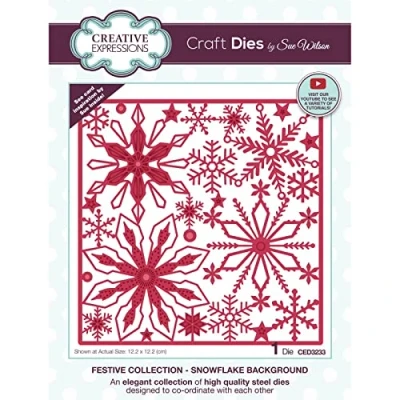Image of Creative Expressions Sue Wilson Festive Collection Snowflake Background Craft, Metal, die Size 12.2 x cm