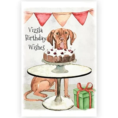 Image of Vizsla Dog Birthday Wishes Greetings Card