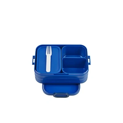 Image of Mepal Bento Box Midi Lunch With For 2 Sandwiches or 4 Slices of Bread Sandwiches, Small Snacks &amp; Left Overs Adults Vivid blue