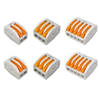 Image of Aiqeer 50 Pcs Lever Nut Wire Connectors Set, Conductor Compact Connectors, Cable Clamp Terminal Block Quick Spring Connector (PCT 212/213/215)