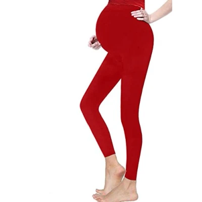 Image of Crazy Chick Hugs &amp; Kisses London Ladies Maternity Over Bump Stretchy Adjustable Full Ankle Length Leggings (16, Red)