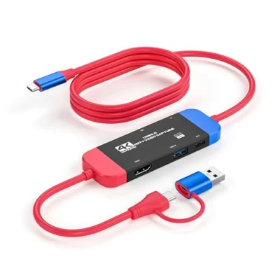 Image of Gkeapza Switch Video Capture Card Portable Dock for Nintendo Switch/iPhone 15 Pro Max Live Streaming Gaming USB 3.0 1080P 60Hz Recorder, TV Docking Station with 4K HDMI