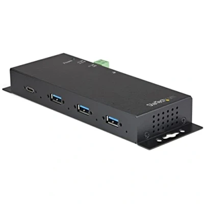 Image of StarTech.com 4 Port USB C Hub 10Gbps Metal Industrial Type w/ 3xUSB A &amp; 1xUSB ESD Surge Protection or Host Self Powered Mountable 3.2/3.1 Gen 2 (HB31C3A1CME)