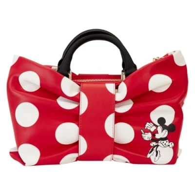 Image of Loungefly Disney Minnie Rocks The Dots Figural Bow Cross Body Bag Red