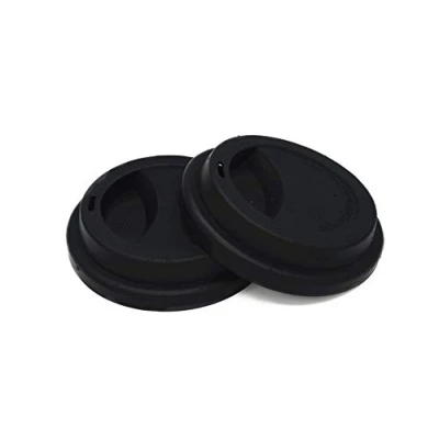Image of NanTun Silicone Drinking Lid Spill Proof Cup Lids Reusable Coffee Mug Covers 2 Pcs Black
