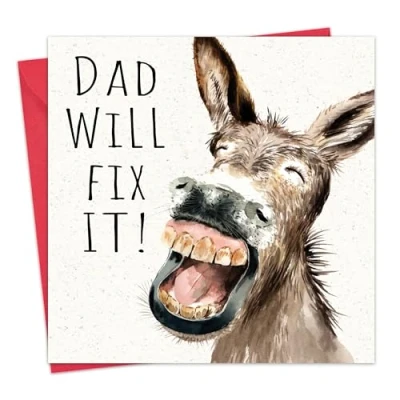 Image of Twizler Funny Father&#039;s Day Card for Dad Donkey Happy Fathers from Son or Daughter Daddy Father Humour