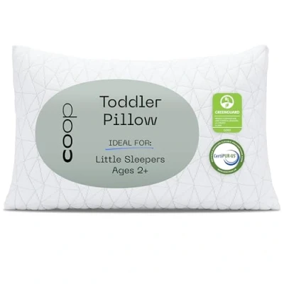 Image of Coop Home Goods Premium Shredded Memory Foam Toddler Pillow with Bamboo Case Washable Hypoallergenic USA