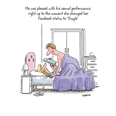 Image of Fernz Changed Facebook Status Single Funny Birthday Greeting Card Humour Cards