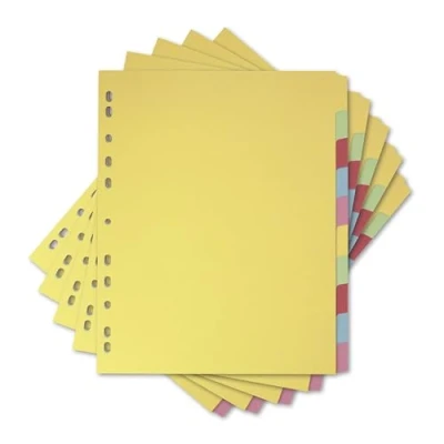 Image of Elba A4+ (Extra Wide), 10 Part Card File Dividers, Assorted, 5 Packs of
