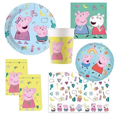 Image of Procos 10215314DY Peppa Pig Multi Piece Party Set, Multicoloured, Unbekannt