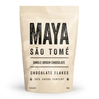 Image of Maya, Sao Tome 58% Cocoa Milk Hot Drinking Chocolate Flakes, Luxury Single Origin Drink (1kg)