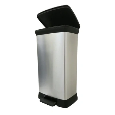 Image of Curver 50L Metal Effect Pedal Deco Bin Silver