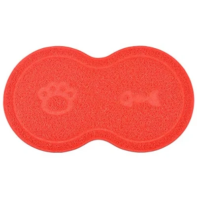 Image of DM 8 Shaped Cat Pet Litter Tray Mat,Kitty Rug,Doormat,46x26 cm (Red)