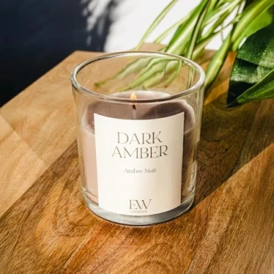 Image of Marco Paul Dark Amber Scented Candle Gift Set Tea Light Small Long Burning Candles 30 Hour Sets Ornament Centrepiece Wedding Party Gifts for Women Men Mantel Decoration