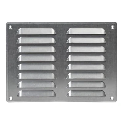 Image of Galvanised Steel Air Vent Grille 260mm x 190mm Fly Screen, Flat Louvre Duct Cover.
