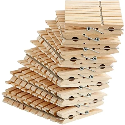 Image of pack of 120 wooden clothes pegs (4 x 30)