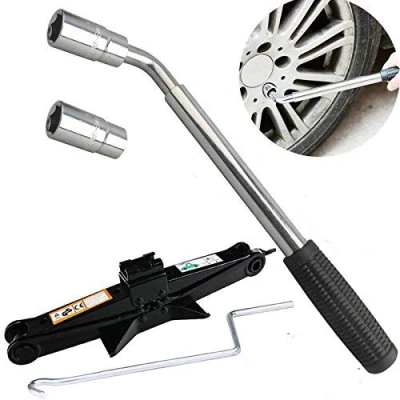 Image of 2 Ton Scissor Jack and Wheel Wrench with Speed Steel Handle 2T 1.4 Inch 360MM Height For Car Van Wind Up Lift Jacks Rust Proof