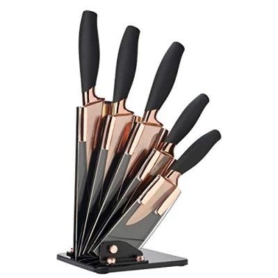 Image of Taylor&#039;s Eye Witness Brooklyn Rose Gold 5 Piece Fan Shaped Knife Block Set
