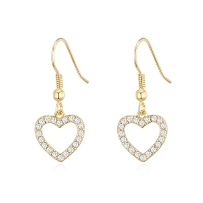 Image of Philip Jones Gold Plated Open Heart Drop Earrings Created with Zircondia® Crystals