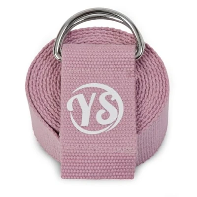 Image of Yoga Studio Strap, 2.5m (8.2ft) Extra Long Durable Organic Cotton Adjustable Stretching D Ring Belt, Exercise, Pilates, Dance, Workout, Gym, Physical Therapy (Dusty Pink)