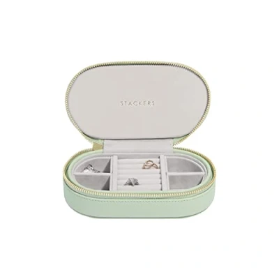 Image of Stackers Sage Green Oval Travel Jewellery Box