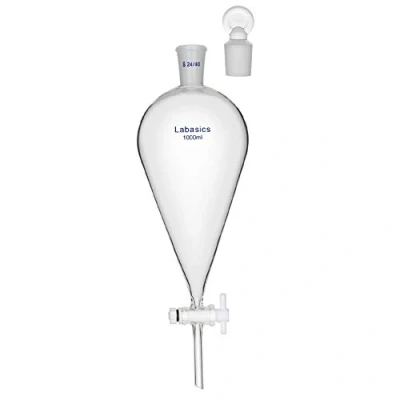 Image of Labasics Borosilicate Glass 1000mL Conical Separatory Funnel with PTFE Stopcock,