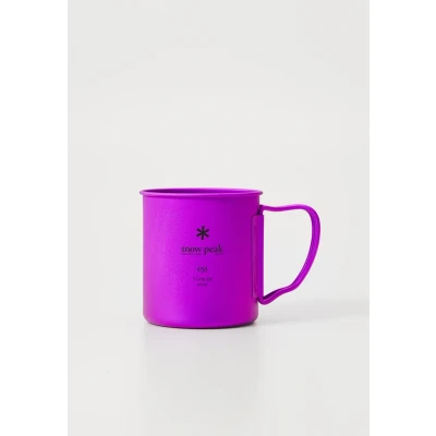 Image of Snow Peak Ti Single Wall 450 Cup Purple Lightweight &amp; Compact with Foldable Handles