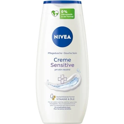 Image of NIVEA Sensitive Shower Cream (250ml), pH Neutral with Chamomile Extract, Moisturising for Soap Free Skin
