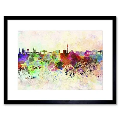 Image of Wee Blue Coo Painting Cityscape Paint Splash Skyline Berlin Framed Wall Art Print