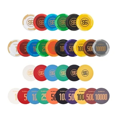 Image of SLOWPLAY Poker Chip Sample Set Godel Clay Chips &amp; Ceramic Numbered Chips, Blank 50pcs per Pack