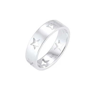 Image of Elli Women&#039;s 925 Sterling Silver Xilion Cut Stars Ring, Size M