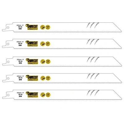 Image of 5 x SabreCut SCRS1122HF_5 225mm 10 TPI S1122HF Fast Wood and Metal Cutting Reciprocating Sabre Saw Blades Compatible with Bosch Dewalt Makita many others