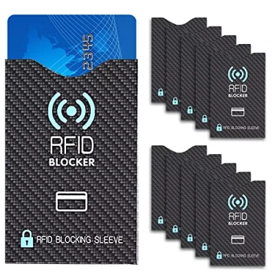 Image of CMOISO Credit Card Protector, RFID Blocking Sleeves, 10 PCS Multi Color Unisex and ID Waterproof Anti Theft Protector